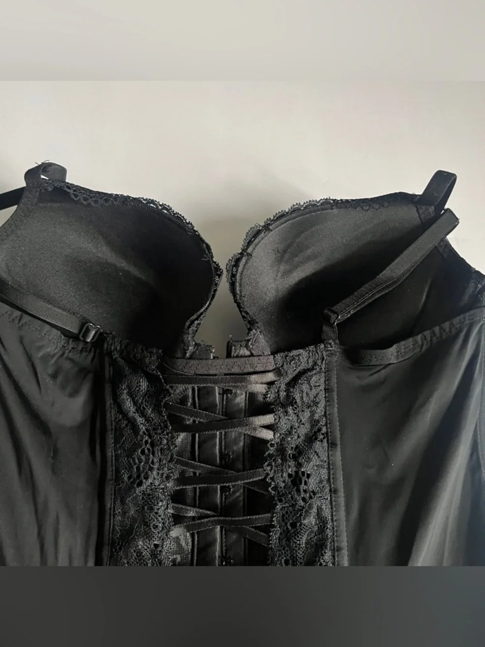 La SENZA Black Strappy Teddy / Blue Chemise / Black Lace Corset Size Medium Lot - Picture 15 of 16